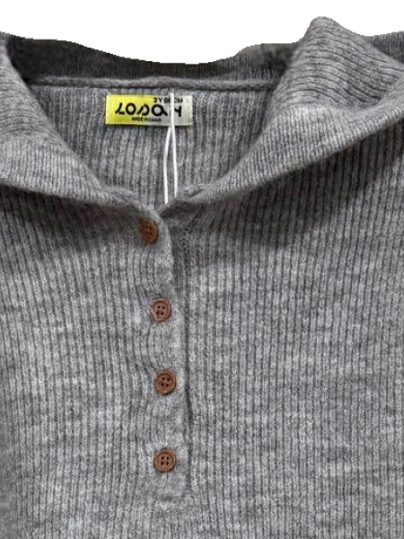 Stricktunika von Losan mit Kapuze, grey melange, mit Knopfleiste, 23028